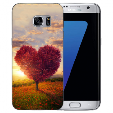 TPU Silikon Hülle für Samsung Galaxy S7 mit Fotodruck Herzbaum Etui