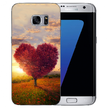 Silikon TPU mit Fotodruck Herzbaum für Samsung Galaxy S7 Edge Etui