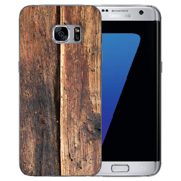 Samsung Galaxy S6 Edge Plus TPU Silikon Hülle mit Fotodruck HolzOptik