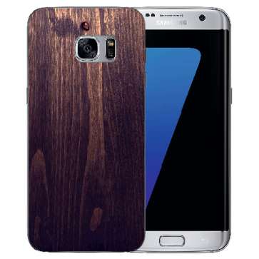 Samsung Galaxy S6 Silikon TPU Hülle mit Bilddruck HolzOptik Dunkelbraun