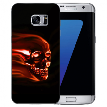 Samsung Galaxy S6 Edge Plus TPU Silikon mit Fotodruck Totenschädel