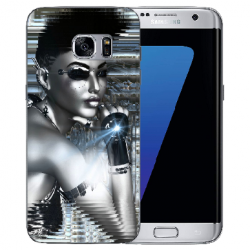 Silikon TPU Hülle mit Bilddruck Robot Girl für Samsung Galaxy S7 Edge