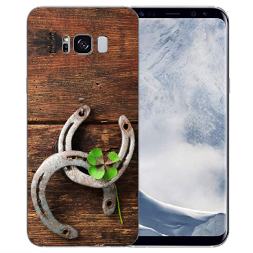 Samsung Galaxy S8 Plus TPU-Silikon mit Bilddruck Holz hufeisen Etui