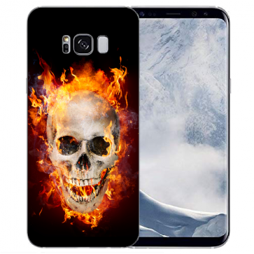 Samsung Galaxy S8 TPU-Silikonhülle mit Bilddruck Totenschädel Feuer