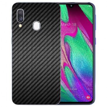 Samsung Galaxy A30 Silikon TPU Hülle mit Bilddruck Carbon Optik