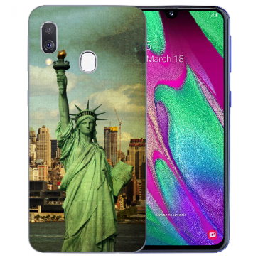 Samsung Galaxy A20e TPU Handy Hülle mit Bilddruck Freiheitsstatue