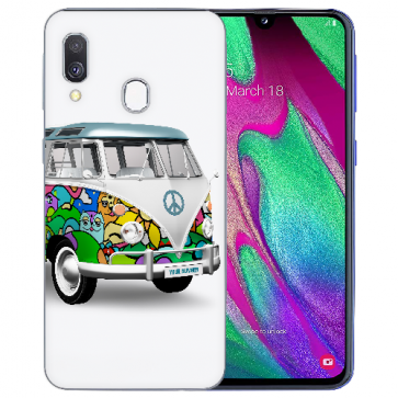 Samsung Galaxy A20 Silikon TPU mit Bilddruck Hippie Bus Etui
