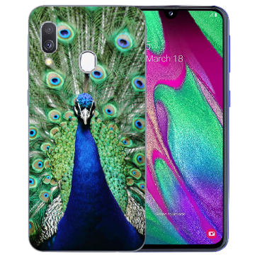 Samsung Galaxy A20 Silikon TPU Schutzhülle mit Pfau Bilddruck