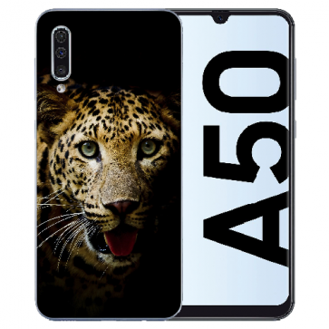 Schutzhülle Silikon Case für Samsung Galaxy A50s mit Leopard Bilddruck