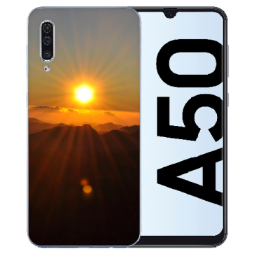 Samsung Galaxy A50 Silikon TPU Hülle mit Bilddruck Sonnenaufgang