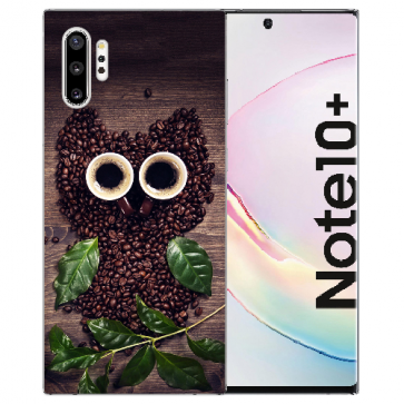 Samsung Galaxy Note 10 Plus Silikon Hülle mit Fotodruck Kaffee Eule