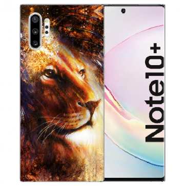 Samsung Galaxy Note 10 + Silikon Hülle mit Fotodruck LöwenKopf Porträt