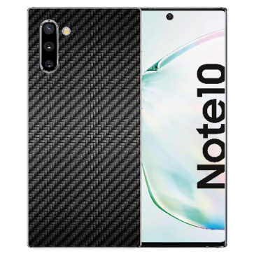 Silikonhülle TPU für Samsung Galaxy Note 10 mit Carbon Optik Foto Druck