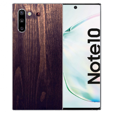 Samsung Galaxy Note 10 TPU Hülle mit Fotodruck HolzOptik Dunkelbraun