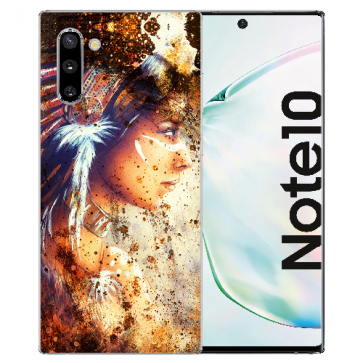 Samsung Galaxy Note 10 Silikonhülle mit Fotodruck Indianerin Porträt