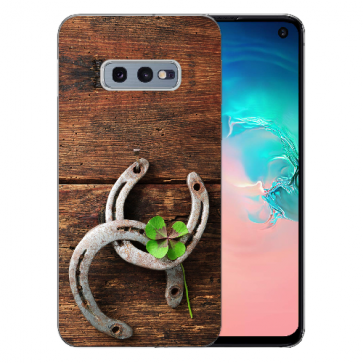 Samsung Galaxy S10e Silikon TPU mit Holz hufeisen Bilddruck Etui