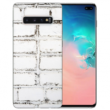 Samsung Galaxy S10 TPU-Silikon Hülle mit Fotodruck Weiße Mauer Etui