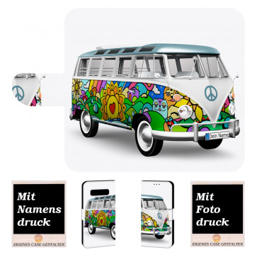 Handy Tasche mit Hippie Bus + Bilddruck für Samsung Galaxy S10 Plus