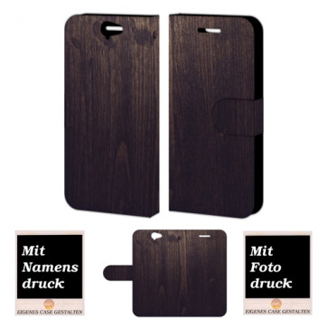 HTC One A9 Schutzhülle Handy Tasche mit Holz Optik Bild Druck