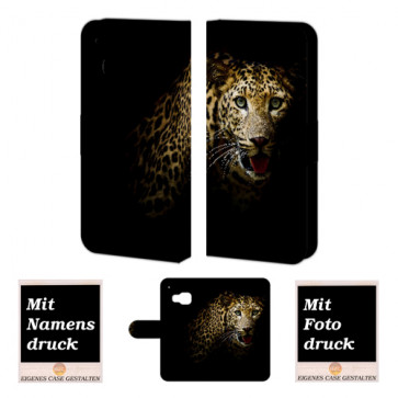 HTC One M9 Handy Tasche Hülle mit Leopard Bild Druck Etui