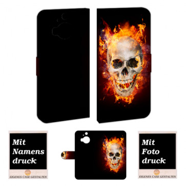 HTC One M9 Plus Totenschädel - Feuer Handy Tasche Hülle Foto Bild Druck