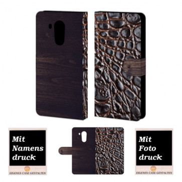 Huawei Mate 8 croco - Holz Optik Handy Tasche Hülle Foto Bild Druck