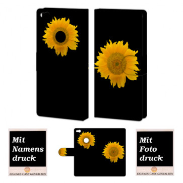 Huawei P8 Lite 2017 Handy Tasche Hülle mit Bild Druck Sonnenblumen 