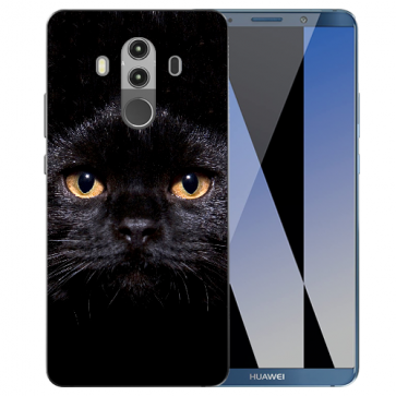 Huawei Mate 10 Pro Schutzhülle Silikon TPU mit Bilddruck Schwarz Katze 