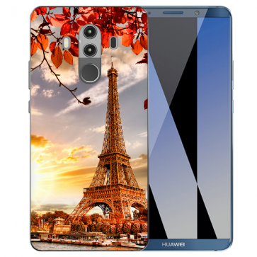 Huawei Mate 10 Pro Silikon TPU Handy Hülle mit Eiffelturm Bilddruck 