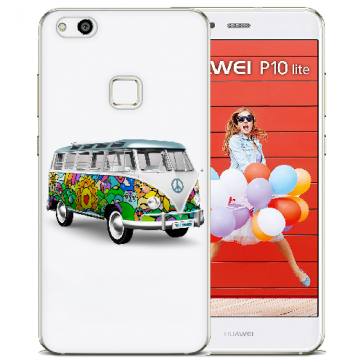 TPU Silikon Hülle mit Bilddruck Hippie Bus für Huawei P10 Lite Etui