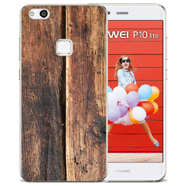 TPU Silikon Hülle mit Bilddruck HolzOptik für Huawei P10 Lite Etui