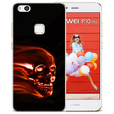 Huawei P10 Lite TPU Silikon Schutzhülle mit Bilddruck Totenschädel