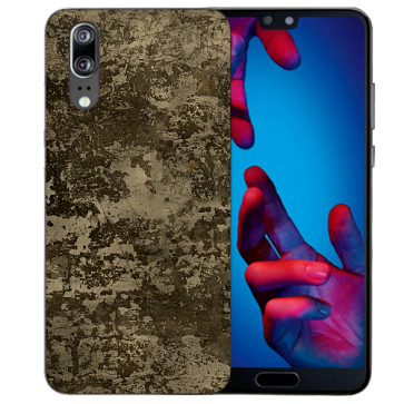 Huawei P20 Silikon TPU Handy Hülle mit Fotodruck Braune Muster