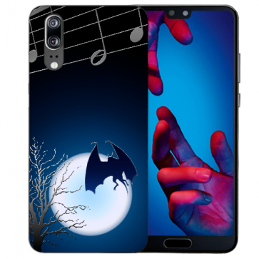 Huawei P20 Schutzhülle Silikon TPU mit Fotodruck Fledermaus-mond