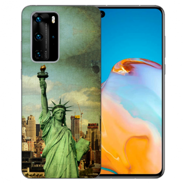 Silikon TPU Hülle für Huawei P40 mit Bilddruck Freiheitsstatue Etui