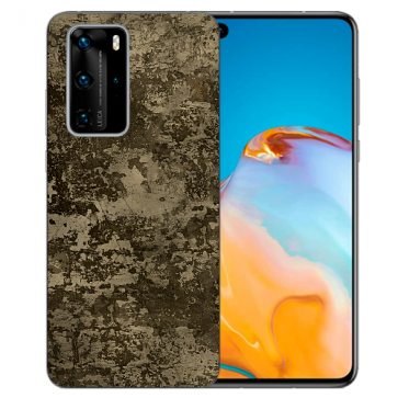 Huawei P40 Pro Silikon TPU Hülle mit Fotodruck Braune Muster Etui