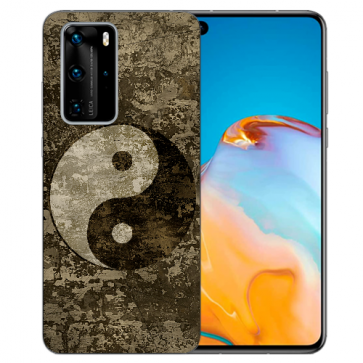 Schutzhülle Silikon TPU Hülle für Huawei P40 mit Bilddruck Yin Yang Etui