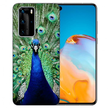 Schutzhülle Silikon TPU Hülle mit Pfau Bilddruck für Huawei P40 Case