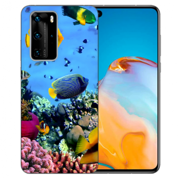 Schutzhülle Huawei P40 Silikon TPU Hülle mit Bild Druck Korallenfische