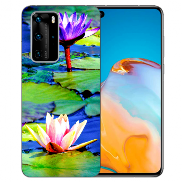 Schutzhülle Huawei P40 Silikon TPU Hülle mit Bild Druck Lotosblumen