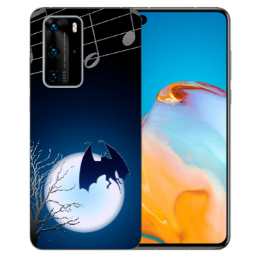 Silikon TPU Hülle für Huawei P40 Pro mit Bilddruck Fledermaus-mond