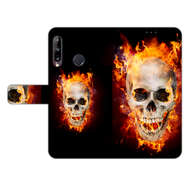 Huawei Y9 (2019) Handy Hülle mit Foto Druck Totenschädel Feuer