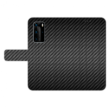 Handy Tasche mit Bilddruck Carbon Optik für Huawei P40 Pro Etui