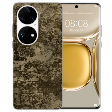 Silikon TPU Cover Case für Huawei P50 Handy Hülle mit Fotodruck Braune Muster