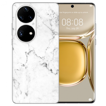 Huawei P50 Silikon TPU Handy Hülle Cover mit Fotodruck Marmoroptik