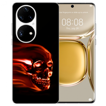 Schutzhülle Silikon TPU für Huawei P50 Handy Hülle mit Fotodruck Totenschädel