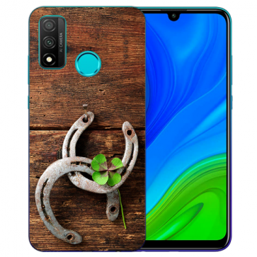 Huawei P Smart 2020 TPU Hülle mit Fotodruck Holz hufeisen Etui