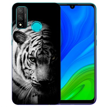 Huawei P Smart 2020 TPU Hülle mit Fotodruck Tiger Schwarz Weiß Etui