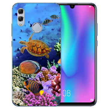 Huawei Honor 10 Lite Silikon TPU mit Fotodruck Aquarium Schildkröten