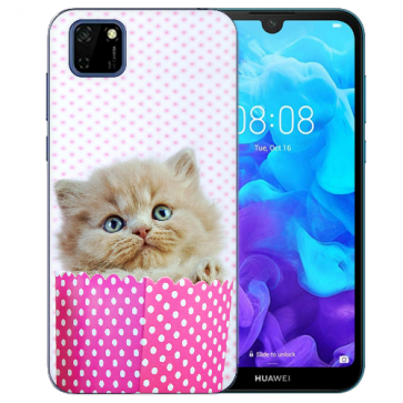 Huawei Y5P (2020) TPU Hülle mit Fotodruck Kätzchen Baby Etui